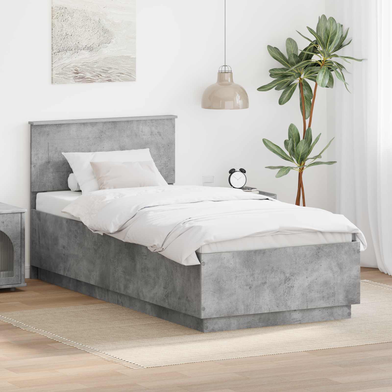 Struttura del letto con testiera Grigio cemento 100 x 200 cm 3408197