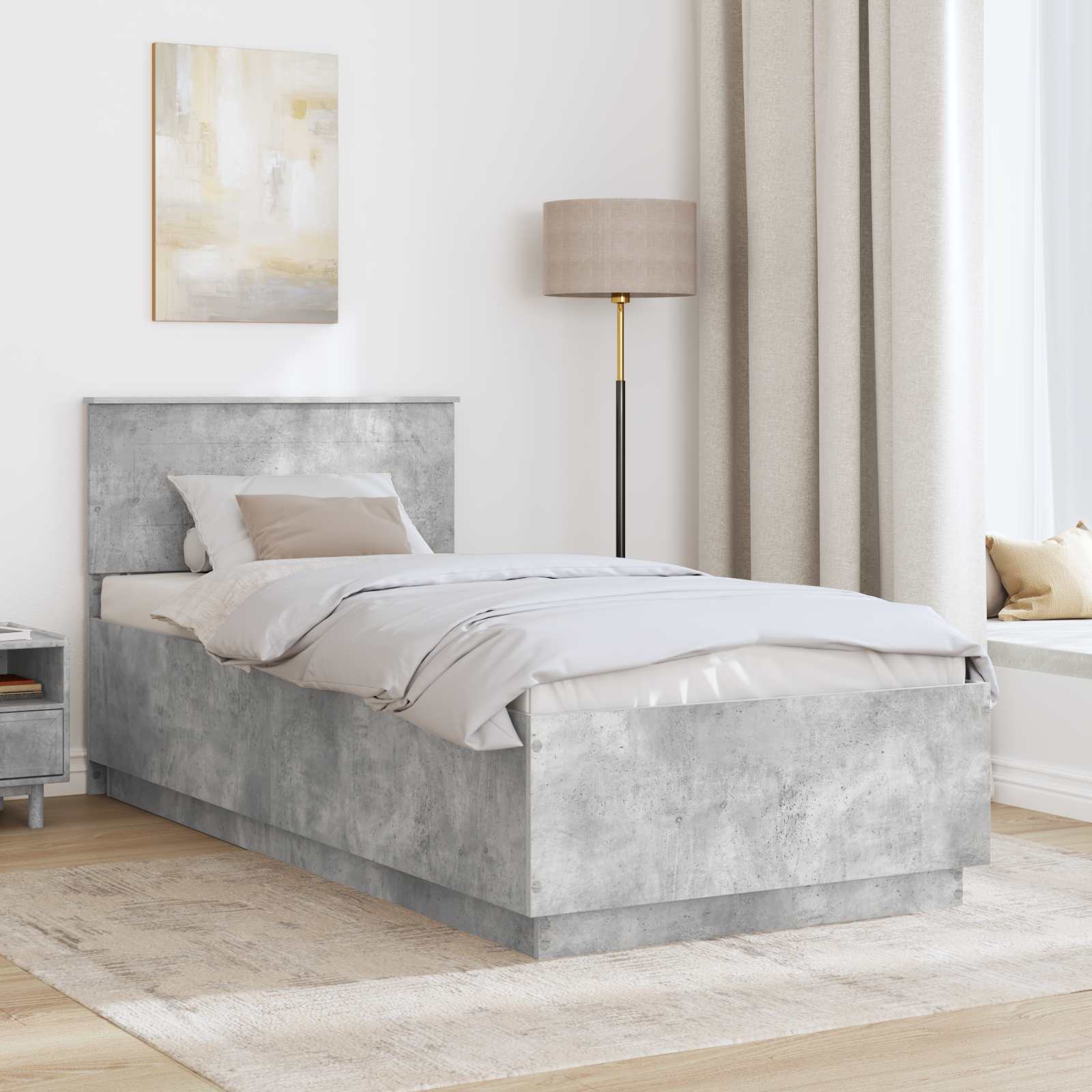 Struttura del letto con testiera Grigio cemento 70 x 190 cm 3408218