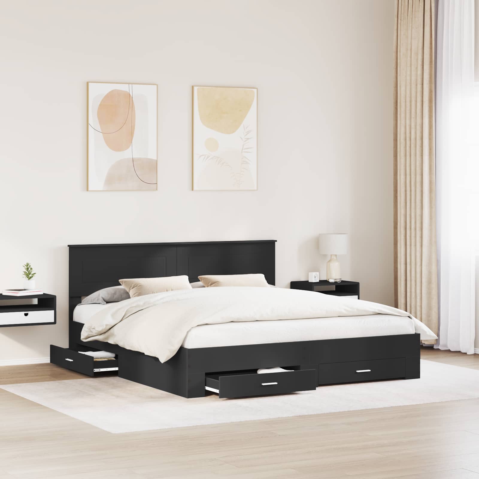 Struttura del letto Nero 180 x 200 cm Legno multistrato 3408230