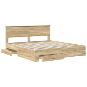 Struttura del letto con testiera-Giroletto con Testiera Rovere Sonoma 180 x 200 cm 163380