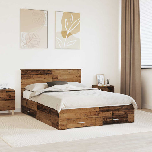 Struttura del letto con testiera-Giroletto con Testiera Legno vecchio 140 x 190 cm 764766