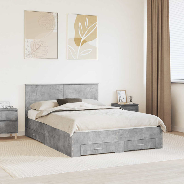 Struttura del letto con testiera-Giroletto con Testiera Grigio cemento 140 x 200 cm 489146