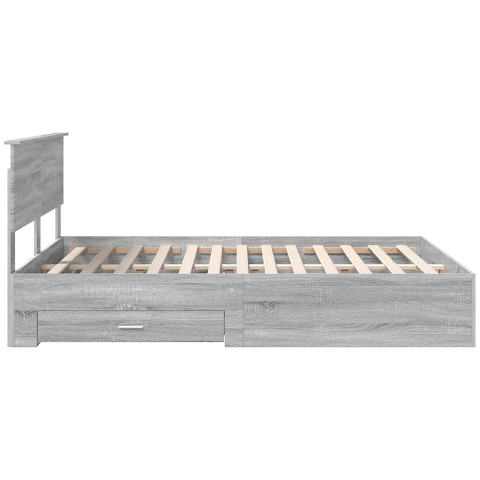 Struttura del letto con testiera-Giroletto con Testiera Grigio Sonoma 140 x 200 cm 790095