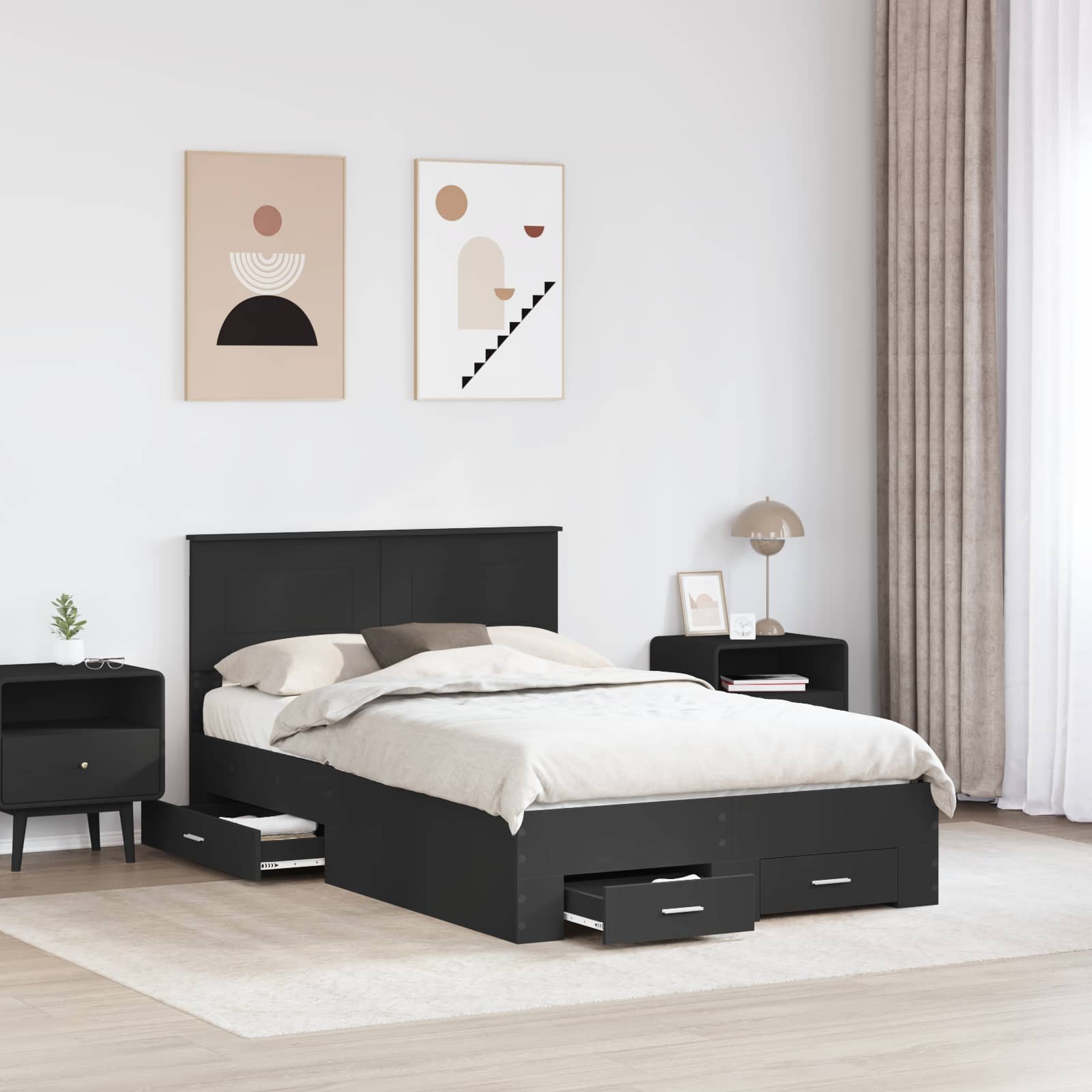 Struttura del letto Nero 120 x 200 cm Legno multistrato 3408291