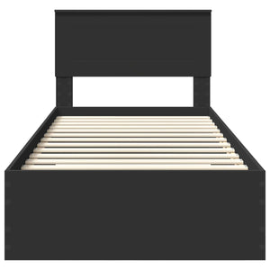 Struttura del letto con cassetto Nero e Argento 100 x 200 cm 3408300