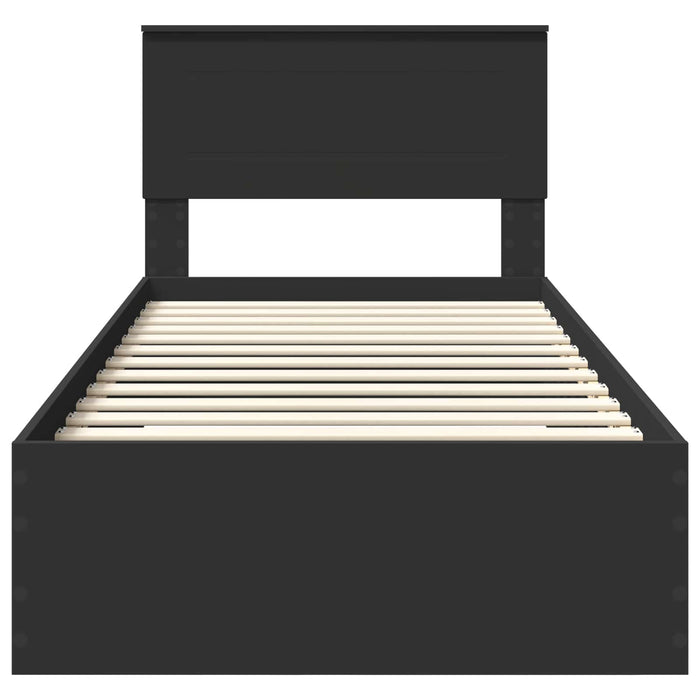 Struttura del letto con cassetto Nero e Argento 100 x 200 cm 3408300