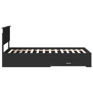 Struttura del letto con cassetto Nero e Argento 100 x 200 cm 3408300