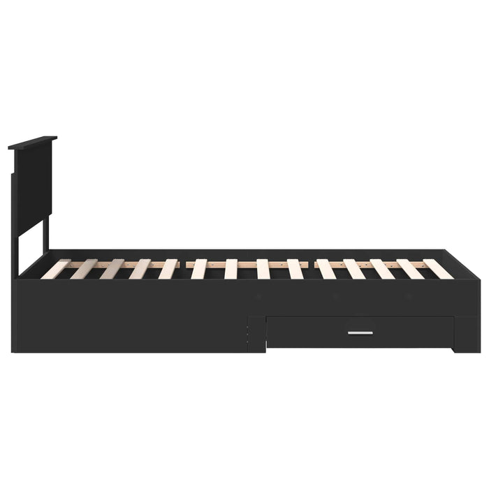 Struttura del letto con cassetto Nero e Argento 100 x 200 cm 3408300