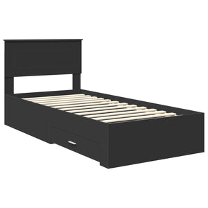 Struttura del letto con cassetto Nero e Argento 75 x 190 cm 3408327