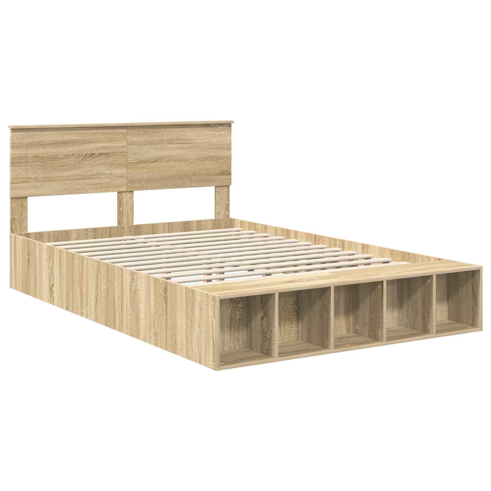 Struttura del letto con lo scaffale Rovere Sonoma 150 x 200 cm 3408356