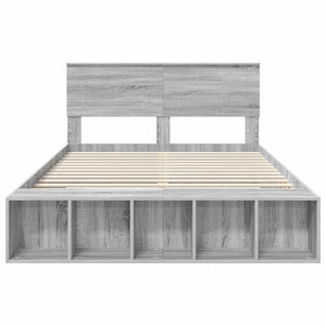 Struttura del letto con lo scaffale Grigio Sonoma 150 x 200 cm 3408359