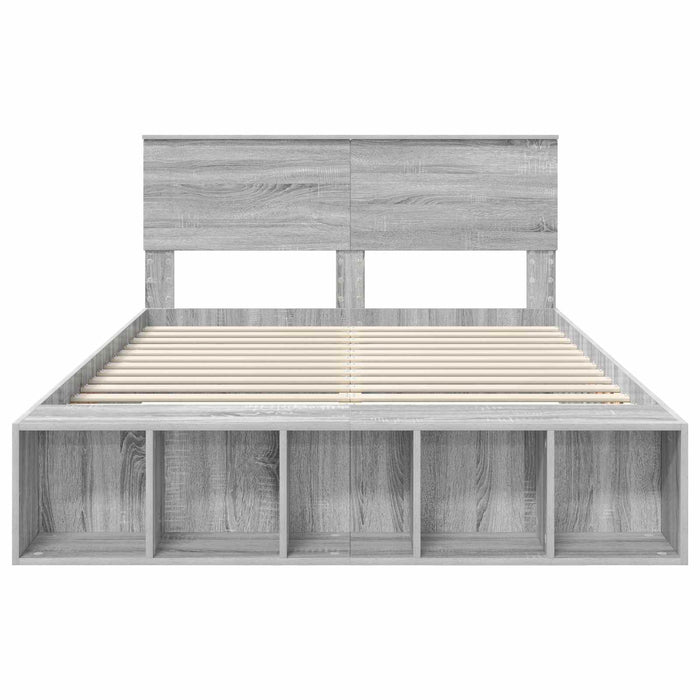 Struttura del letto con lo scaffale Grigio Sonoma 150 x 200 cm 3408359