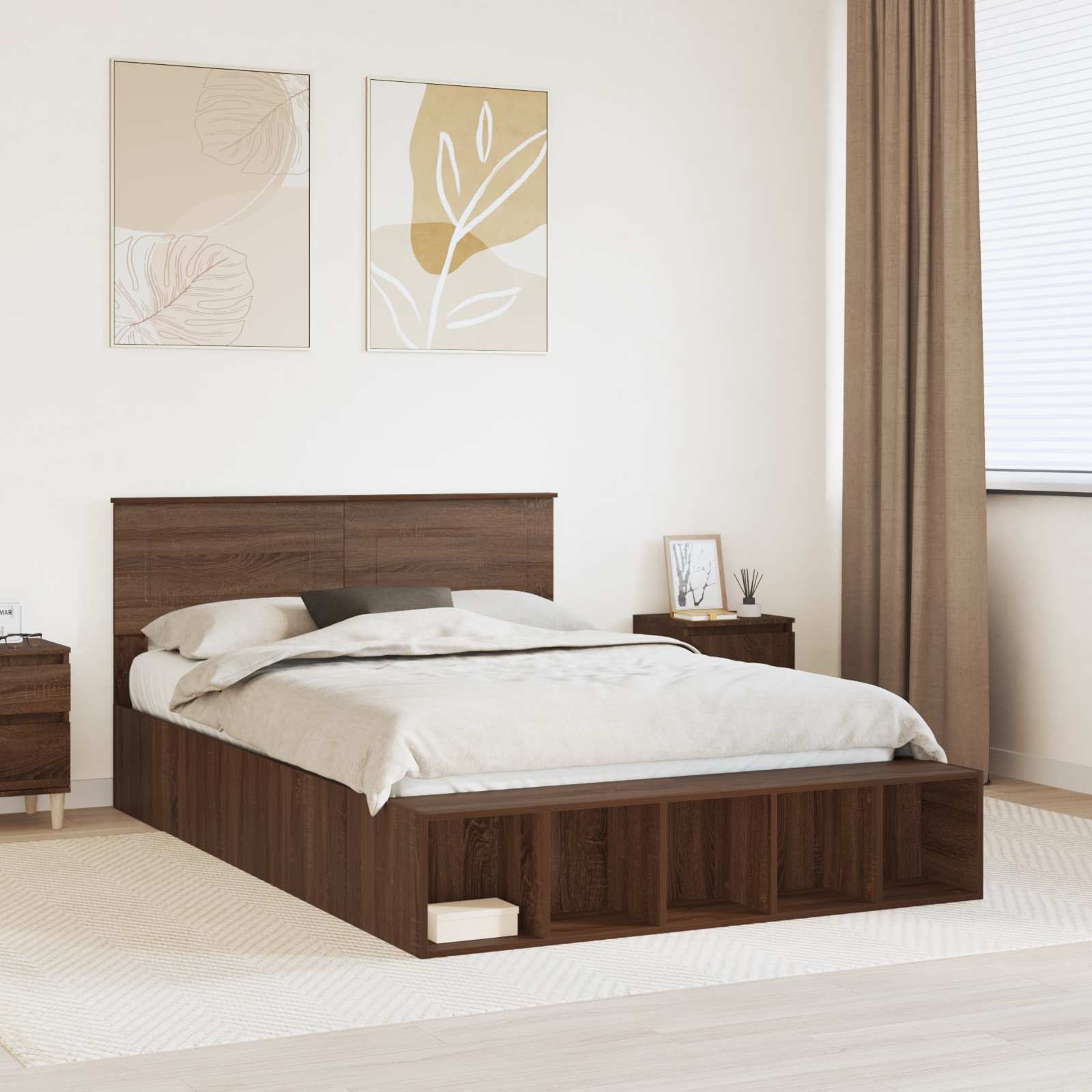 Struttura del letto con lo scaffale Rovere Marrone 150 x 200 cm 3408360