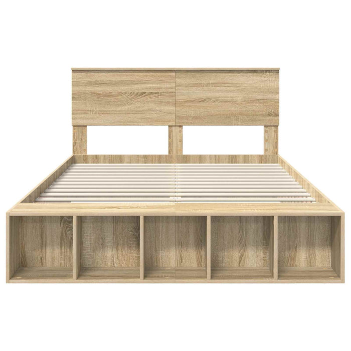 Struttura del letto con lo scaffale Rovere Sonoma 140 x 190 cm 3408363