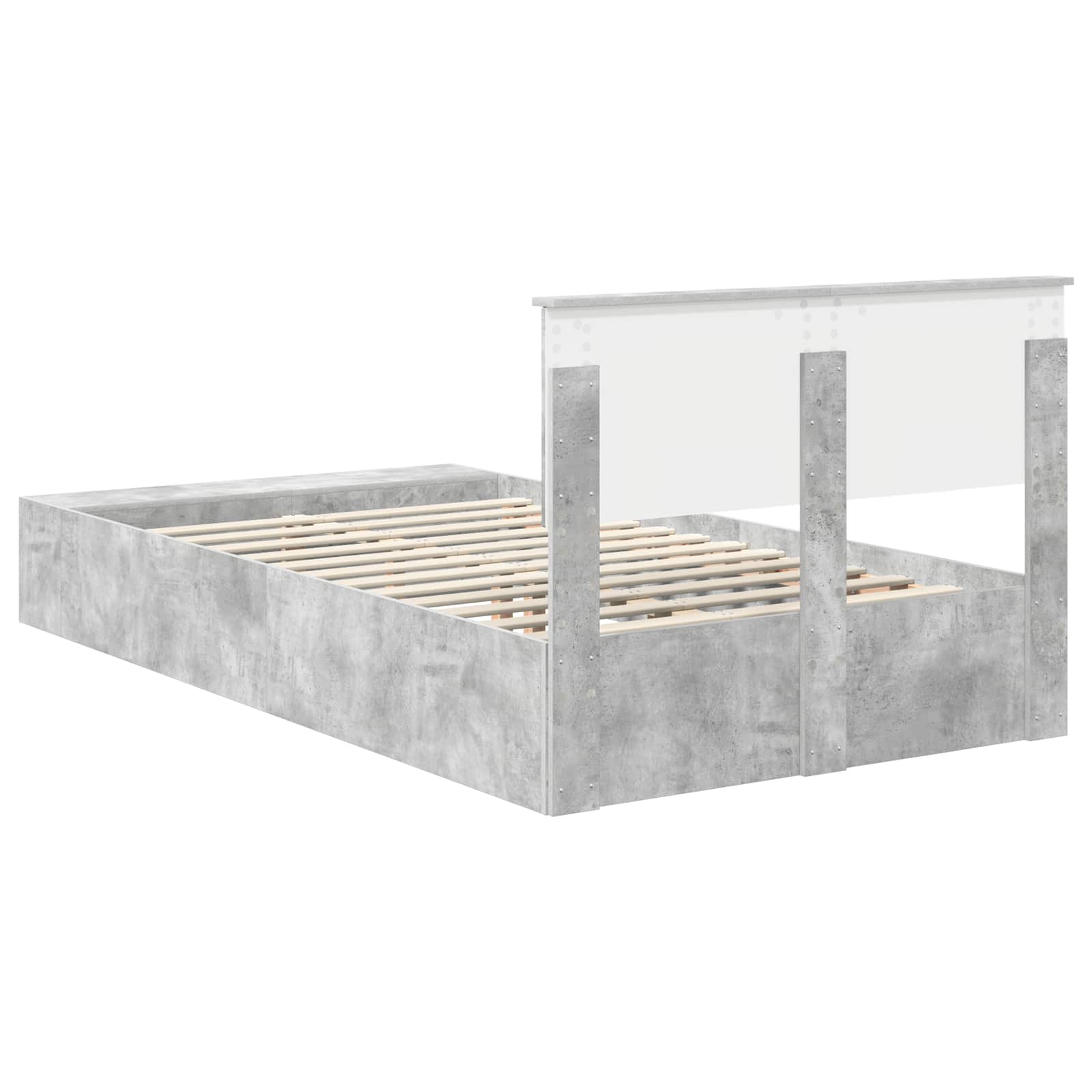 Struttura del letto con lo scaffale Grigio cemento 135 x 190 cm 3408378