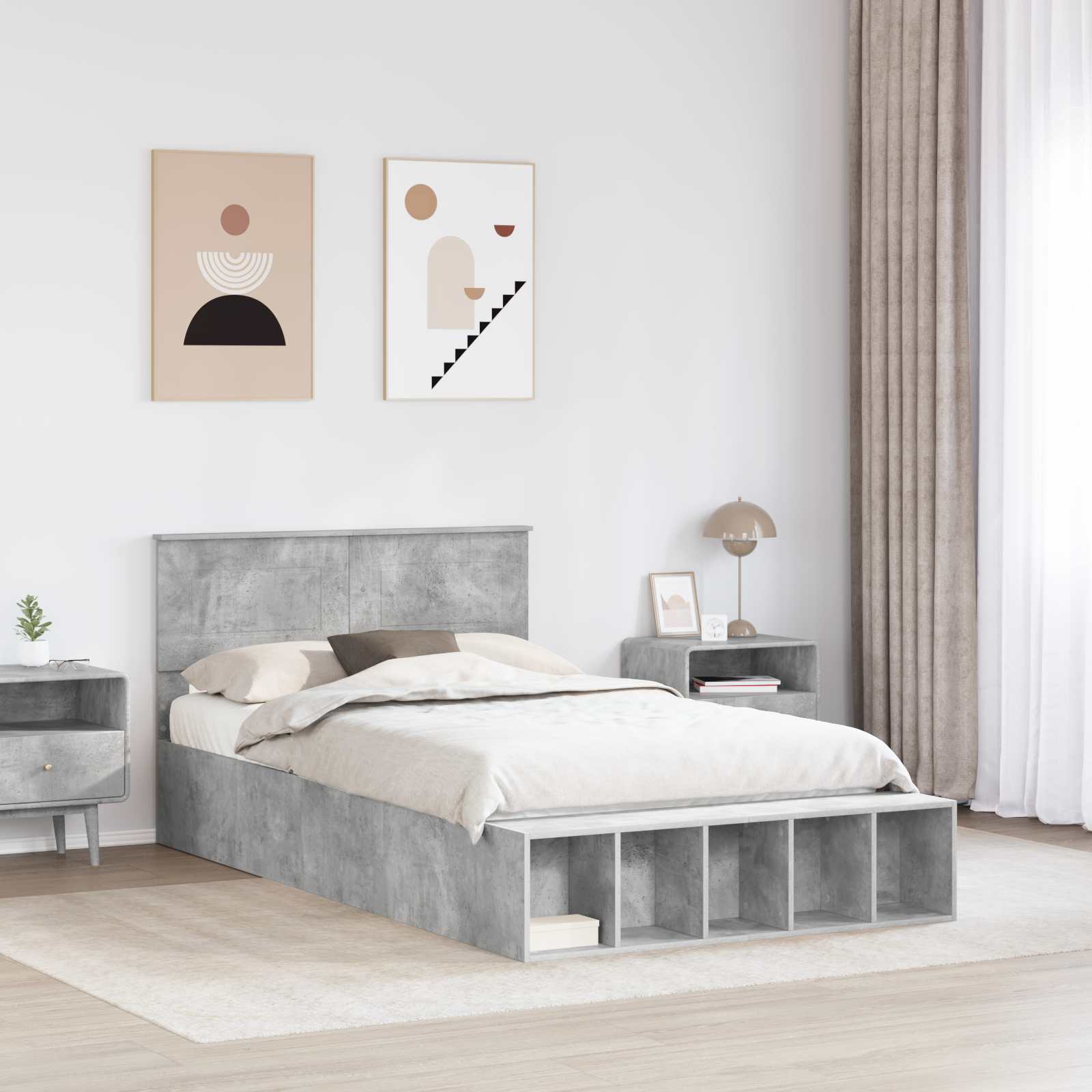 Struttura del letto con lo scaffale Grigio cemento 120 x 190 cm