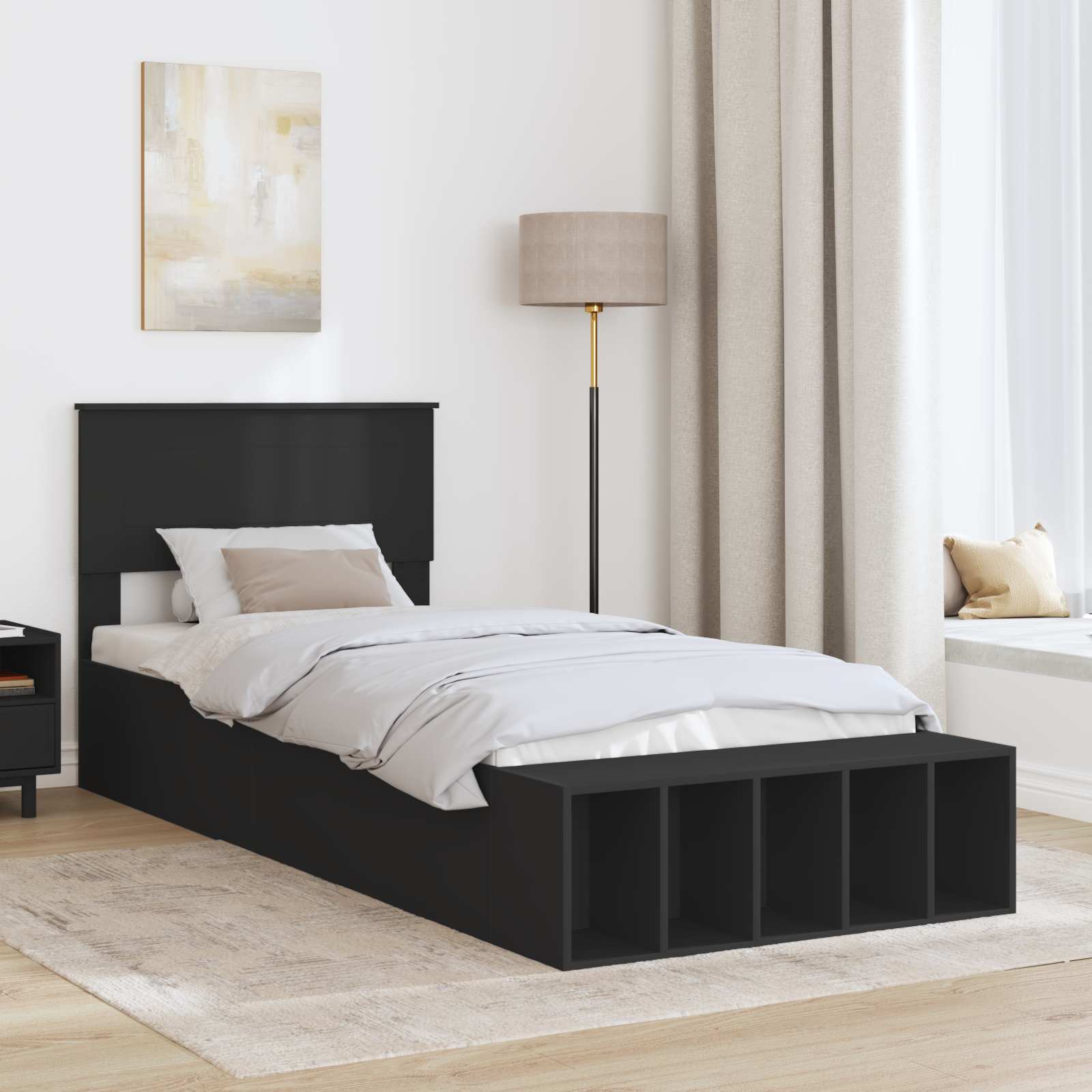 Struttura del letto Nero 100 x 200 cm Legno multistrato 3408397