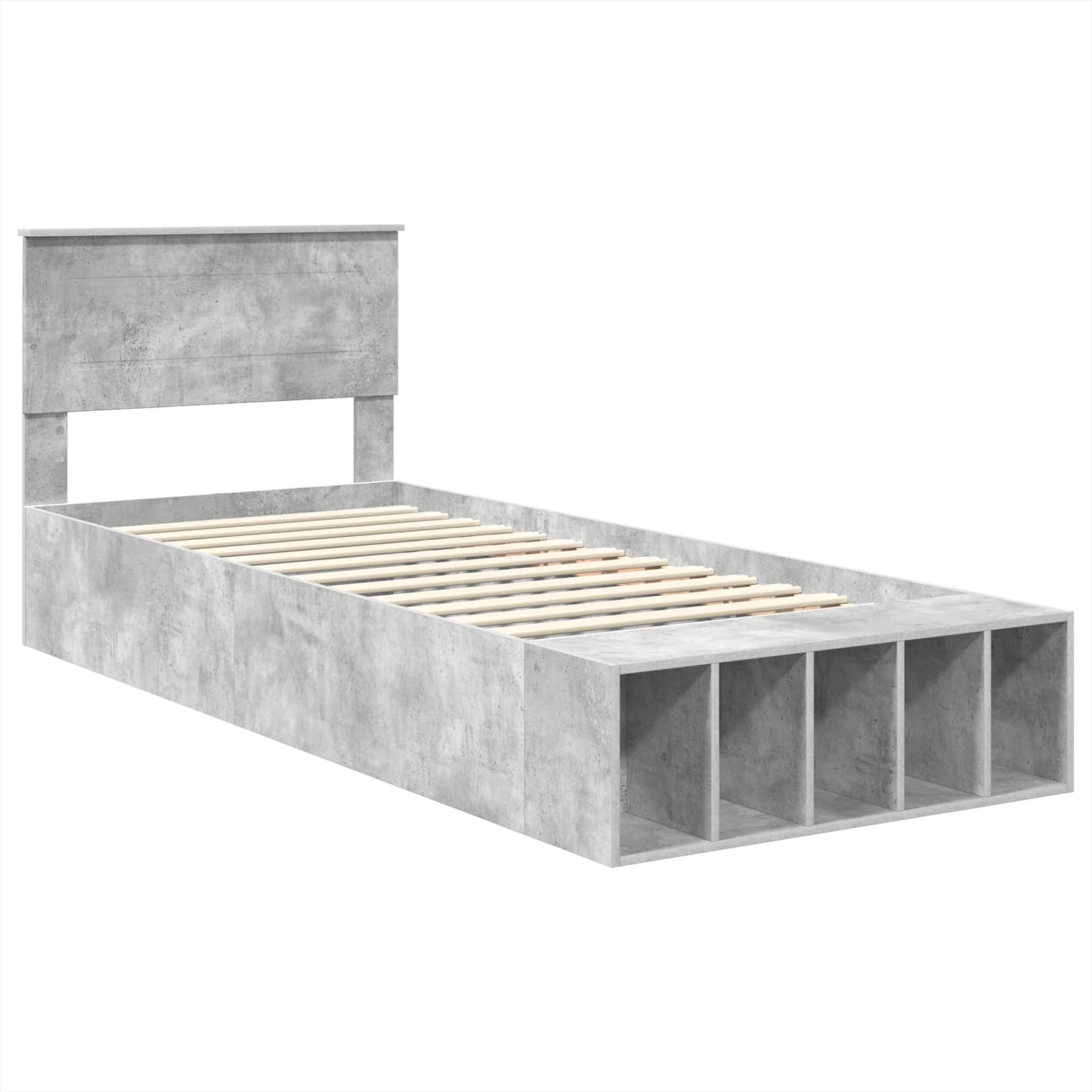 Struttura del letto con lo scaffale Grigio cemento 90 x 190 cm 3408406