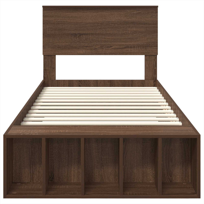 Struttura del letto con lo scaffale Rovere Marrone 90 x 190 cm 3408409