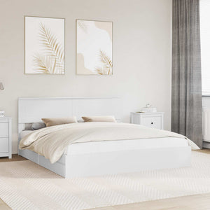 Letto con Contenitore Bianco 200 x 200 cm Legno multistrato