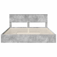 Letto con Contenitore con testiera-Struttura Letto con contenitore Grigio cemento 200 x 200 cm 729181