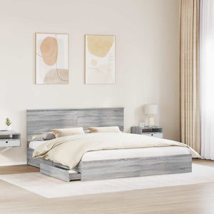 Letto con Contenitore con testiera-Struttura Letto con contenitore Grigio Sonoma 200 x 200 cm 417058