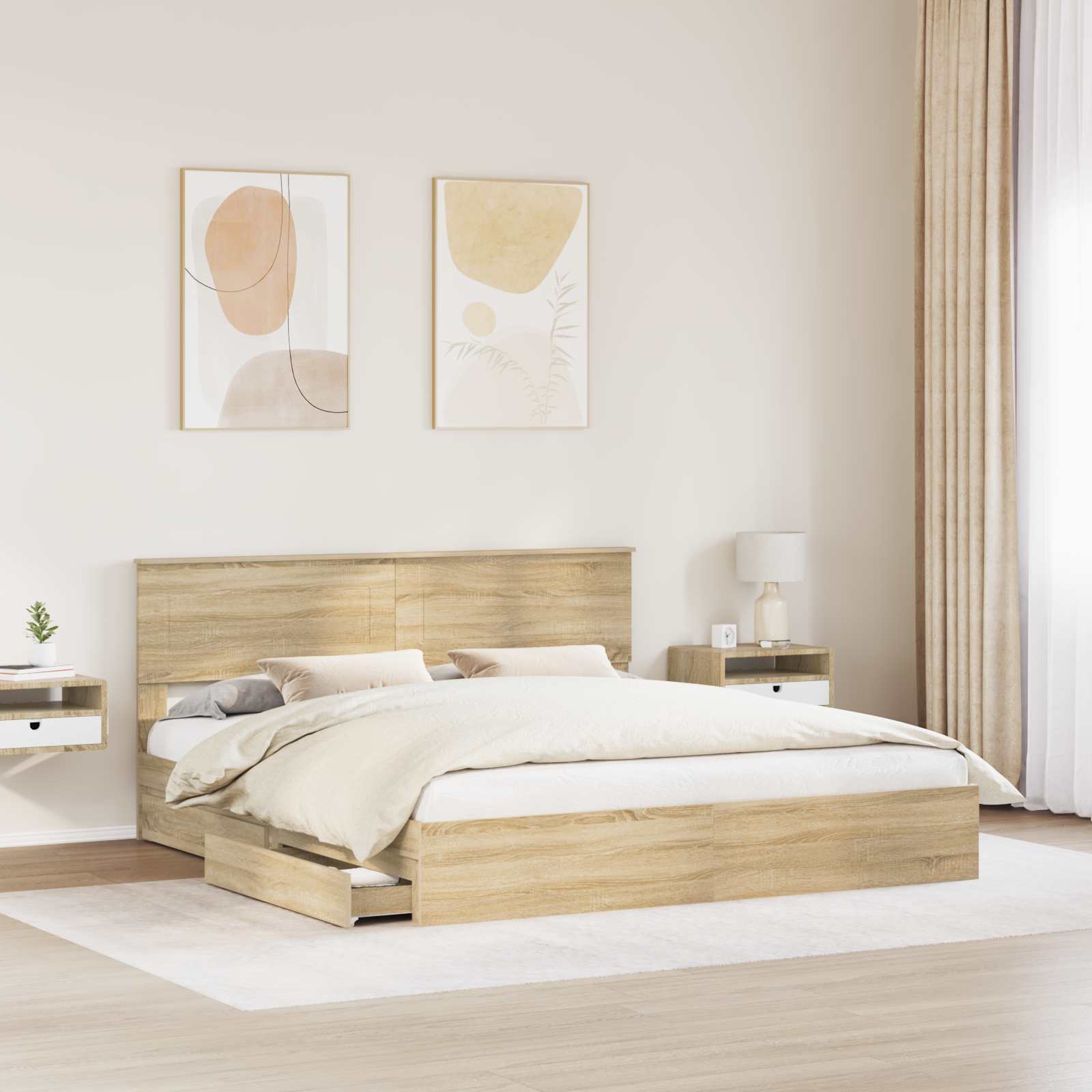 Letto con Contenitore con testiera-Struttura Letto con contenitore Rovere Sonoma 180 x 200 cm 446694