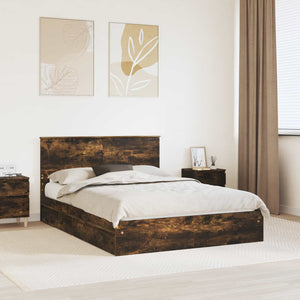 Letto con Contenitore con testiera-Struttura Letto con contenitore Rovere fum¨¦ 160 x 200 cm 342384