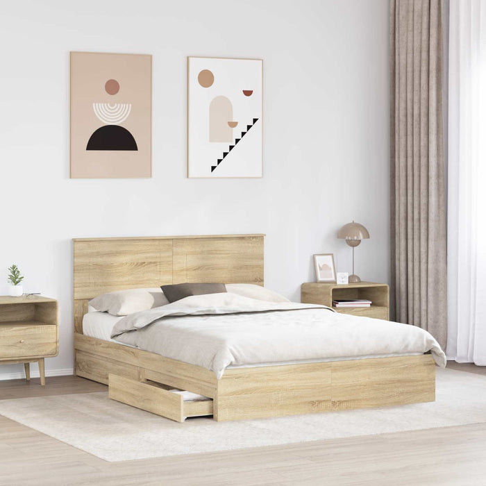 Letto con Contenitore con testiera-Struttura Letto con contenitore Rovere Sonoma 150 x 200 cm 590769