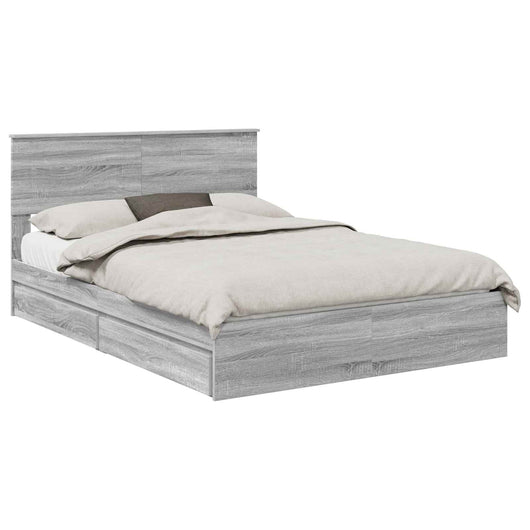 Letto con Contenitore con testiera-Struttura Letto con contenitore Grigio Sonoma 140 x 200 cm 759468