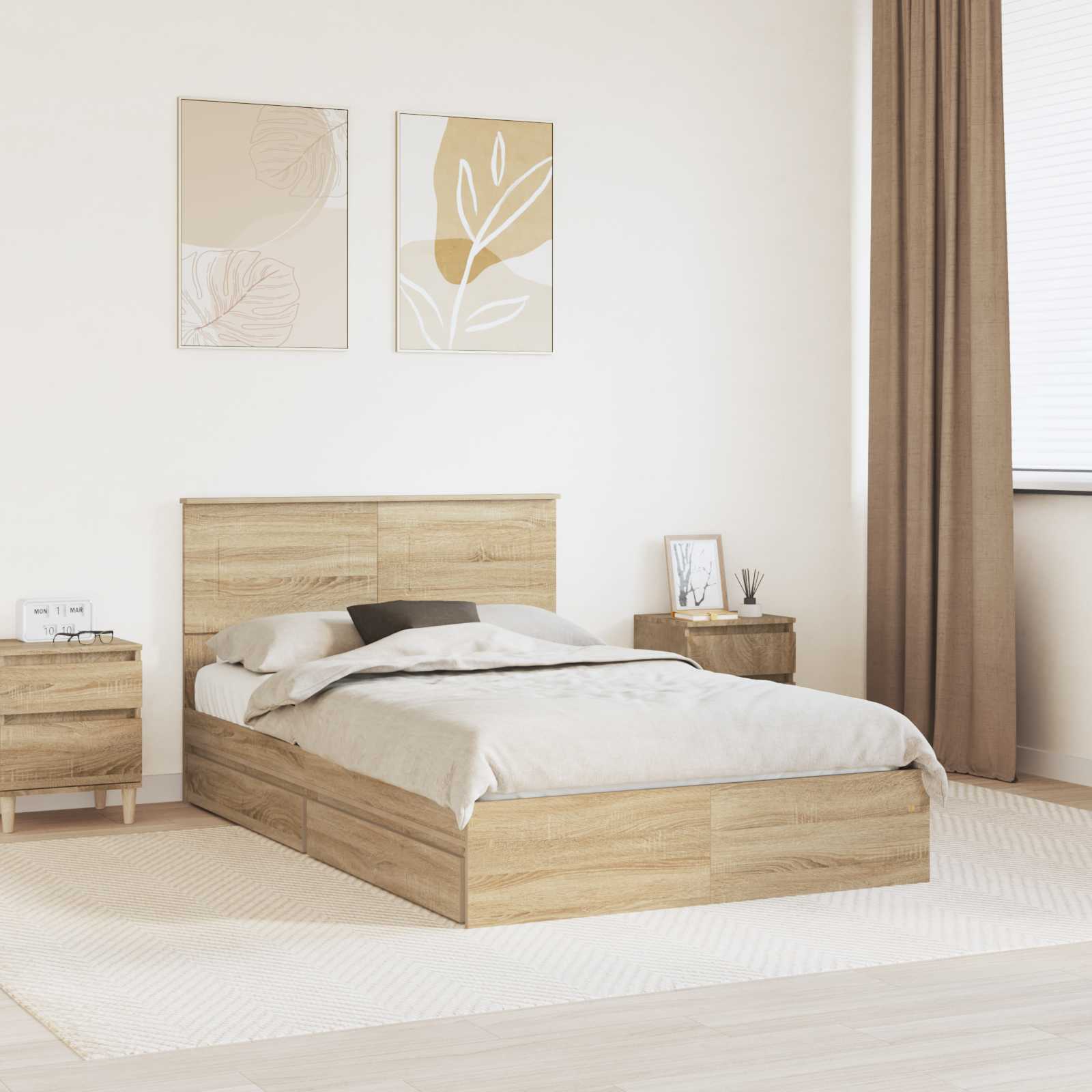 Letto con Contenitore con testiera-Struttura Letto con contenitore Rovere Sonoma 120 x 190 cm 290133