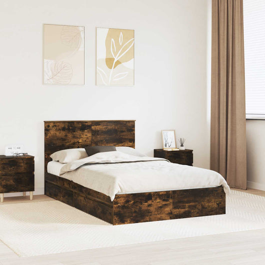 Letto con Contenitore con testiera-Struttura Letto con contenitore Rovere fum¨¦ 120 x 200 cm 966398