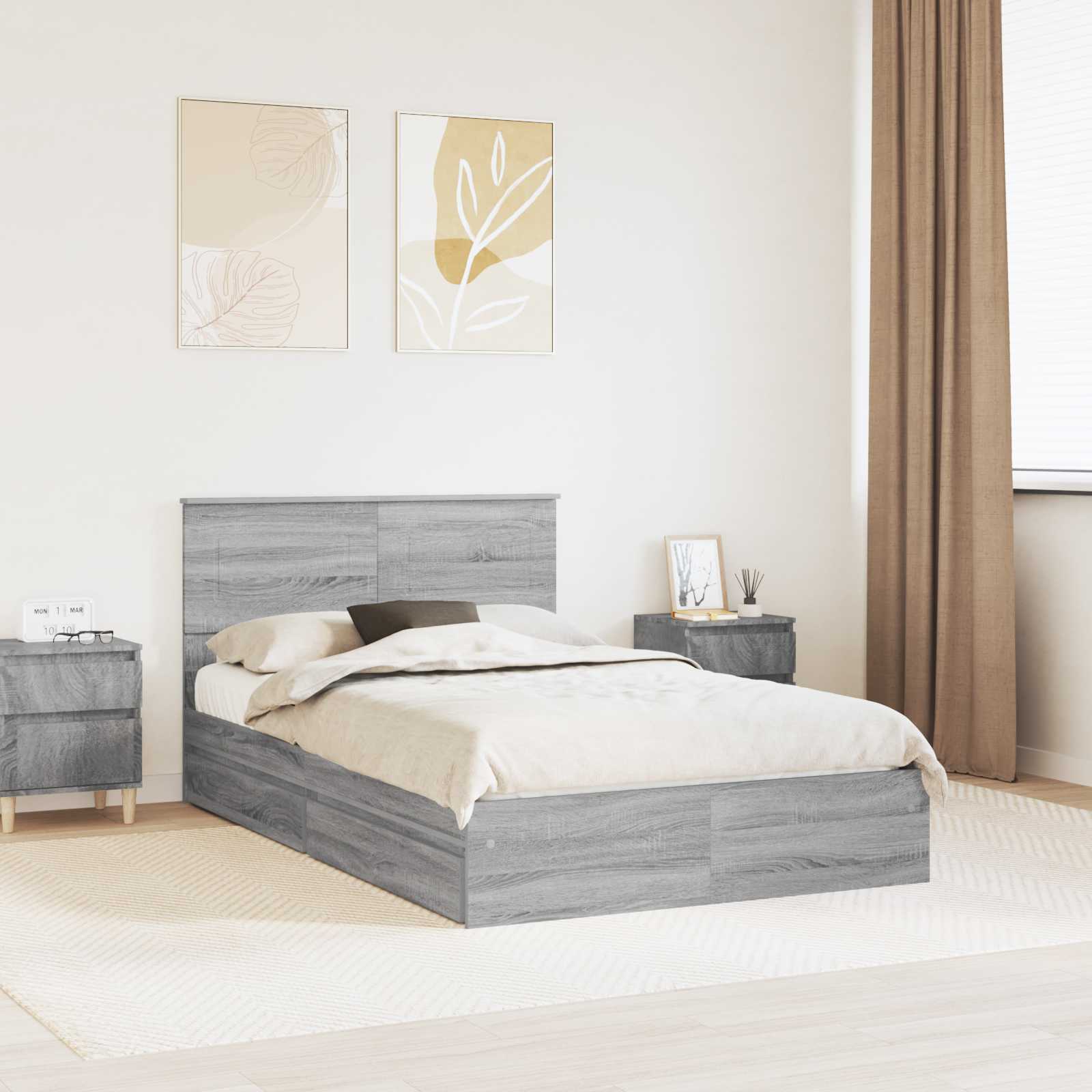 Letto con Contenitore con testiera Grigio Sonoma 120 x 200 cm 3408485