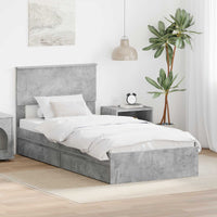 Letto con Contenitore con testiera-Struttura Letto con contenitore Grigio cemento 100 x 200 cm 843309