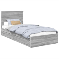 Letto con Contenitore con testiera-Struttura Letto con contenitore Grigio Sonoma 90 x 190 cm 629459