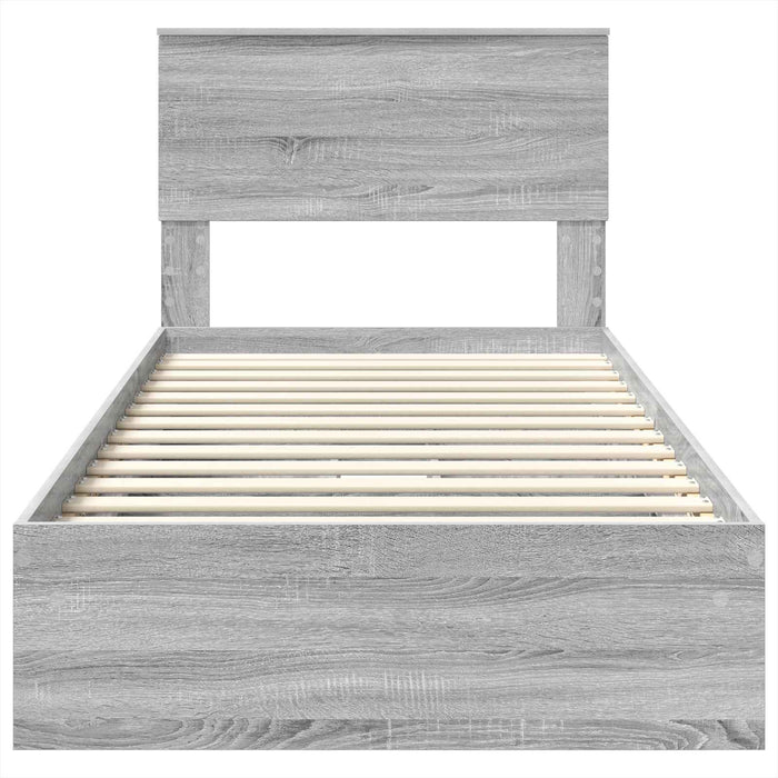 Letto con Contenitore con testiera-Struttura Letto con contenitore Grigio Sonoma 90 x 190 cm 629459