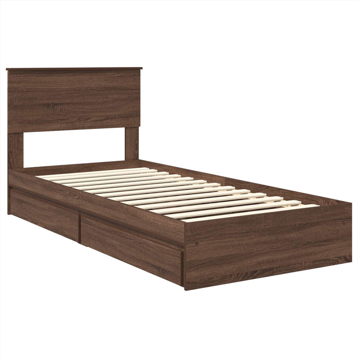 Letto con Contenitore con testiera Rovere Marrone 90 x 190 cm