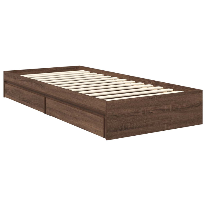 Letto con Contenitore con testiera Rovere Marrone 90 x 190 cm