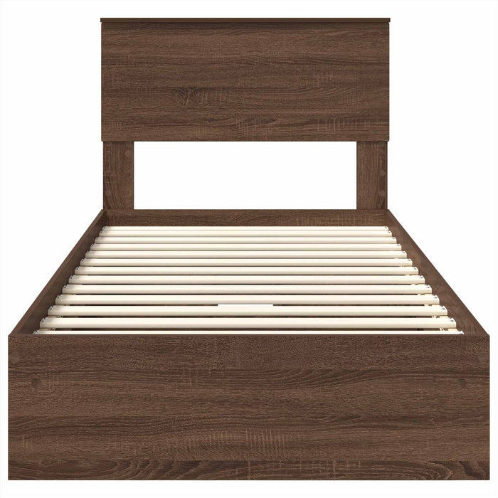 Letto con Contenitore con testiera Rovere Marrone 90 x 190 cm