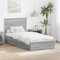 Letto con Contenitore con testiera-Struttura Letto con contenitore Grigio Sonoma 90 x 200 cm 209148