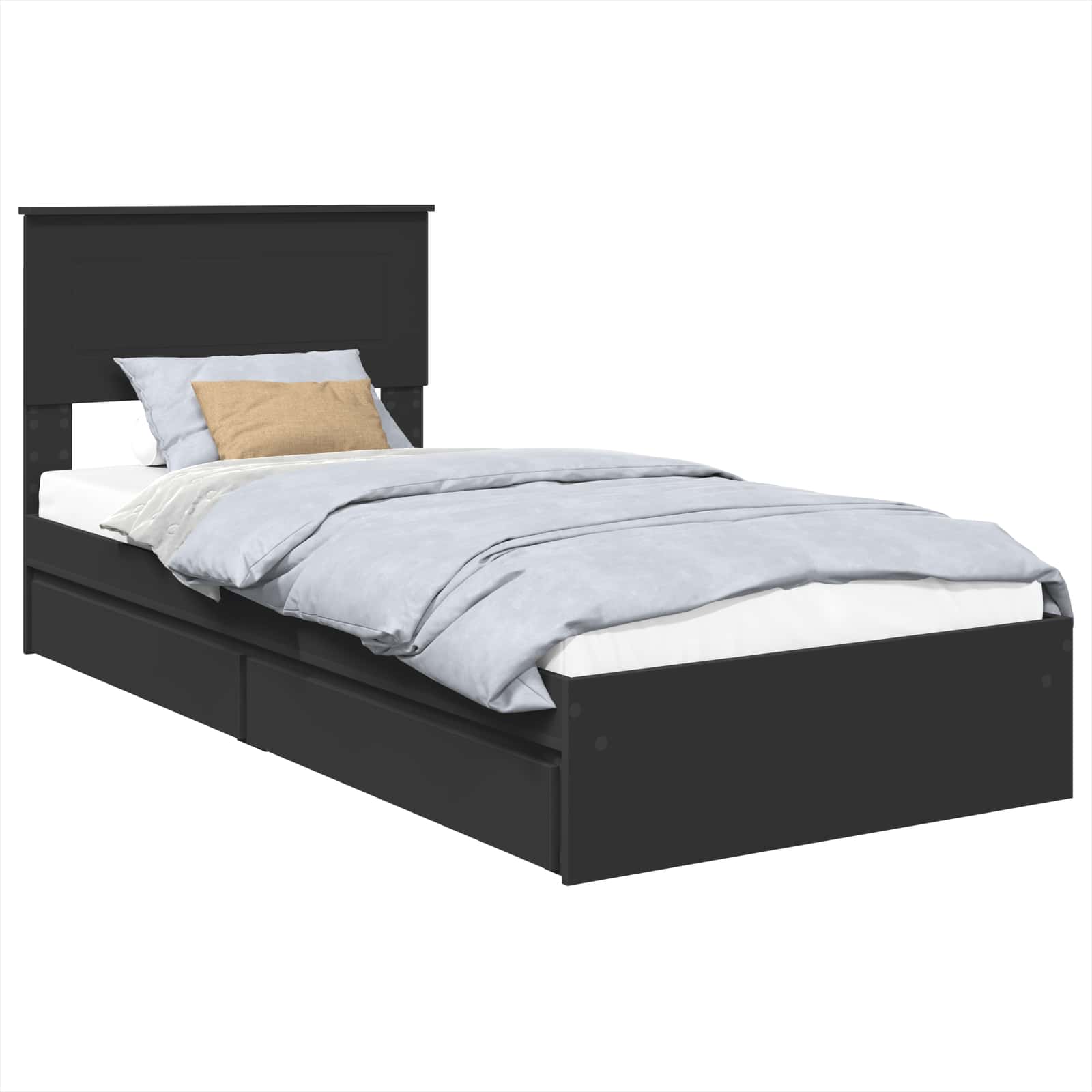 Letto con Contenitore Nero 75 x 190 cm Legno multistrato 3408509