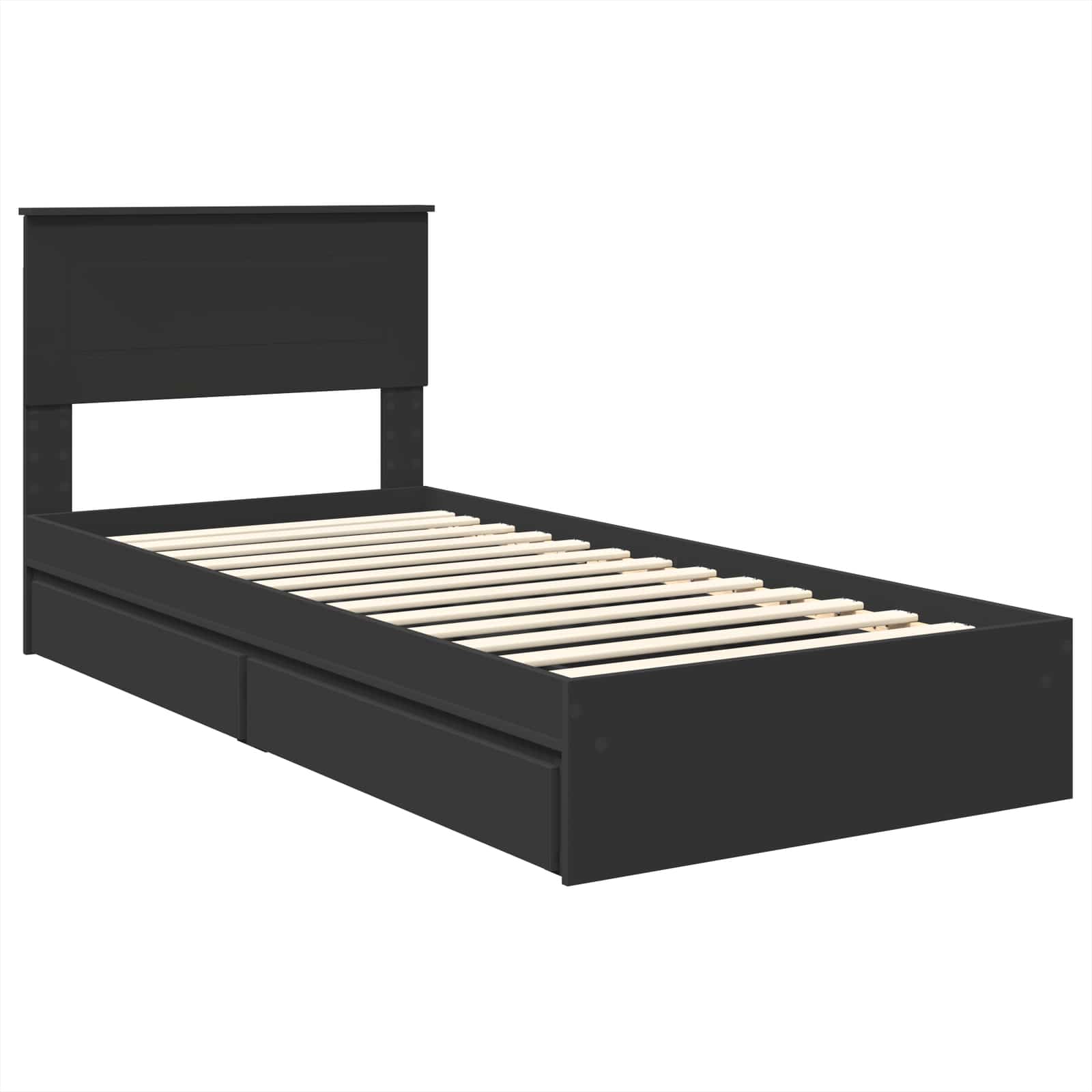 Letto con Contenitore Nero 75 x 190 cm Legno multistrato 3408509