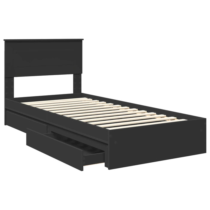 Letto con Contenitore Nero 75 x 190 cm Legno multistrato 3408509