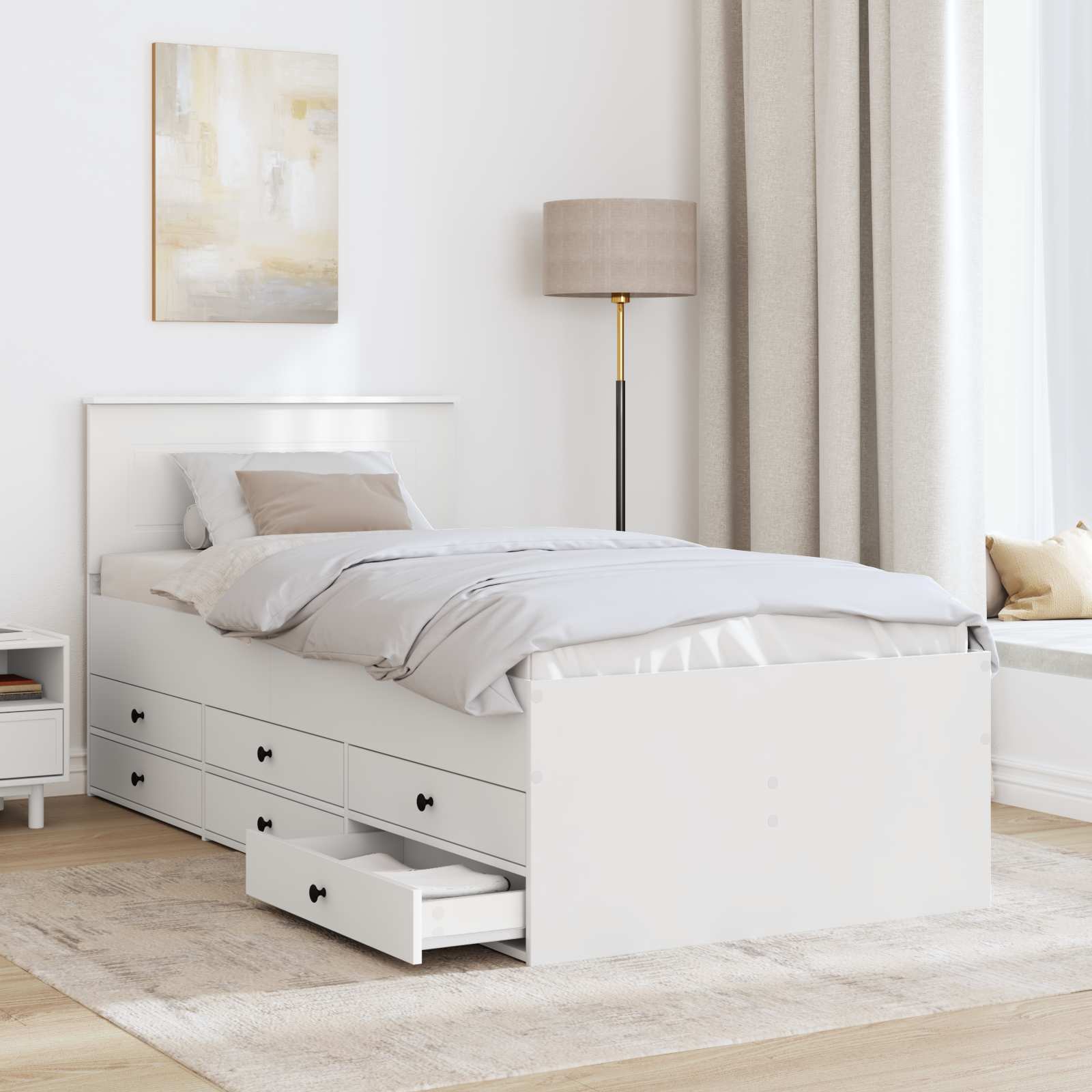 Daybed con cassetto Bianco e Nero 90 x 200 cm Legno multistrato 3408529