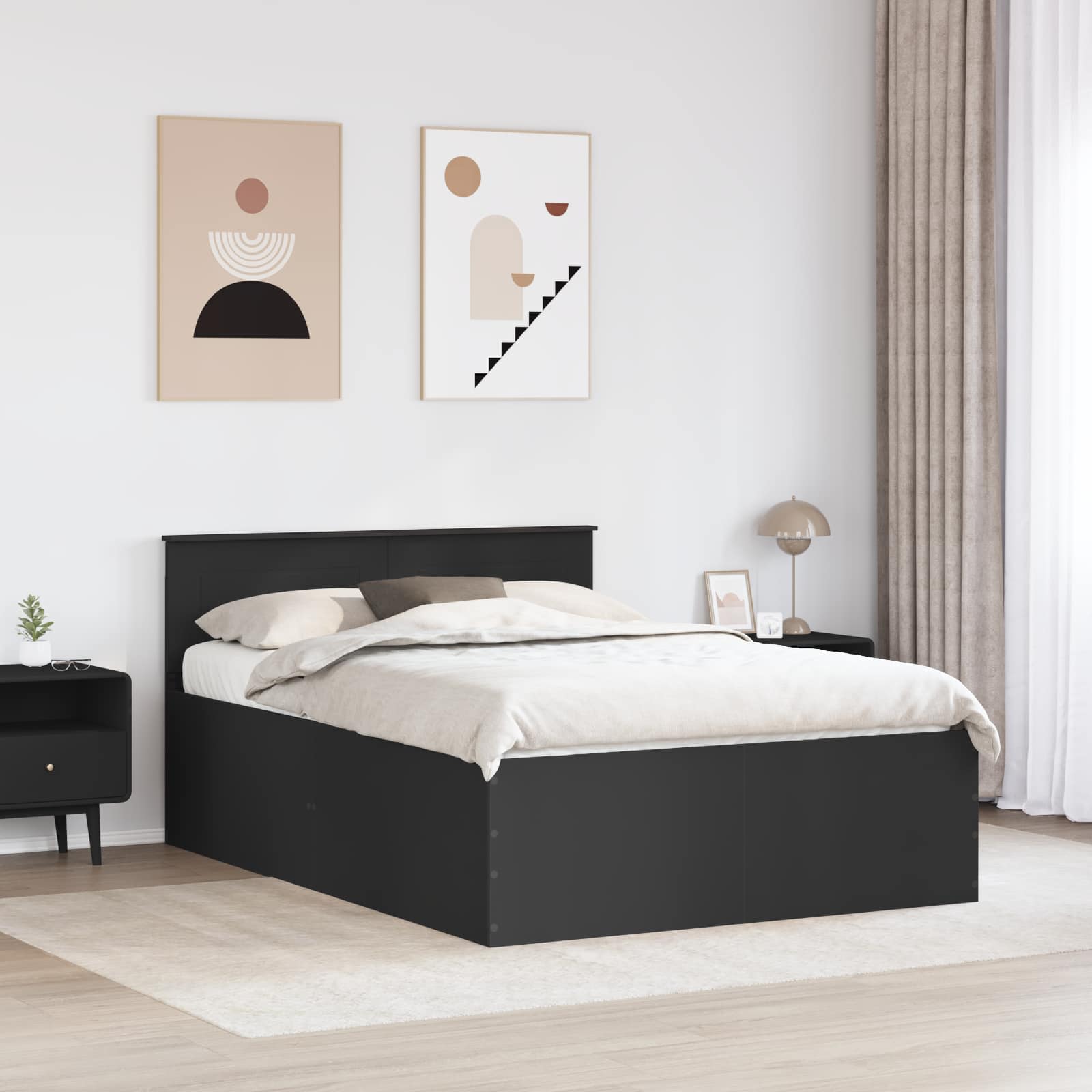 Struttura del letto Nero 150 x 200 cm Legno multistrato