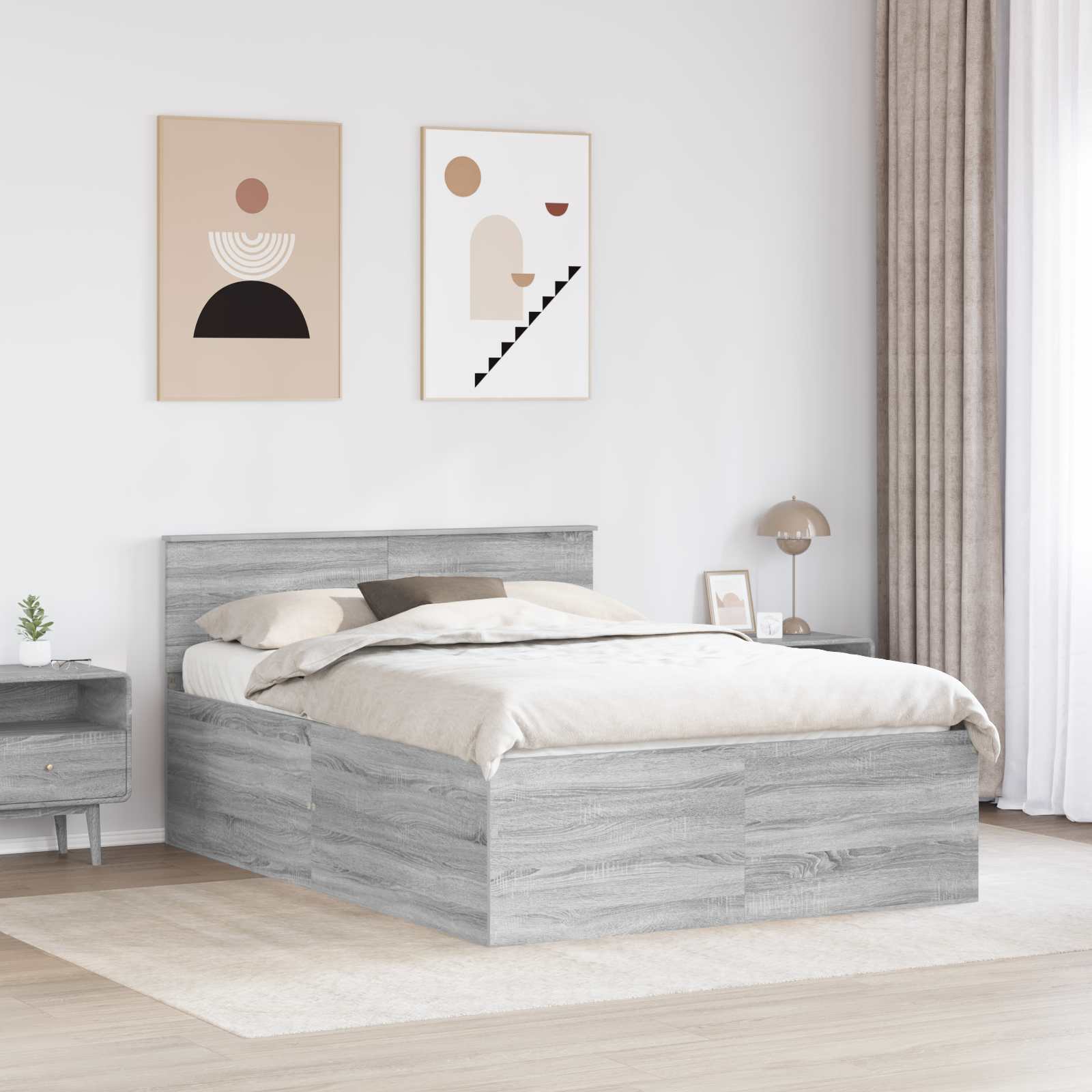 Struttura del letto con testiera Grigio Sonoma 150 x 200 cm 3408569