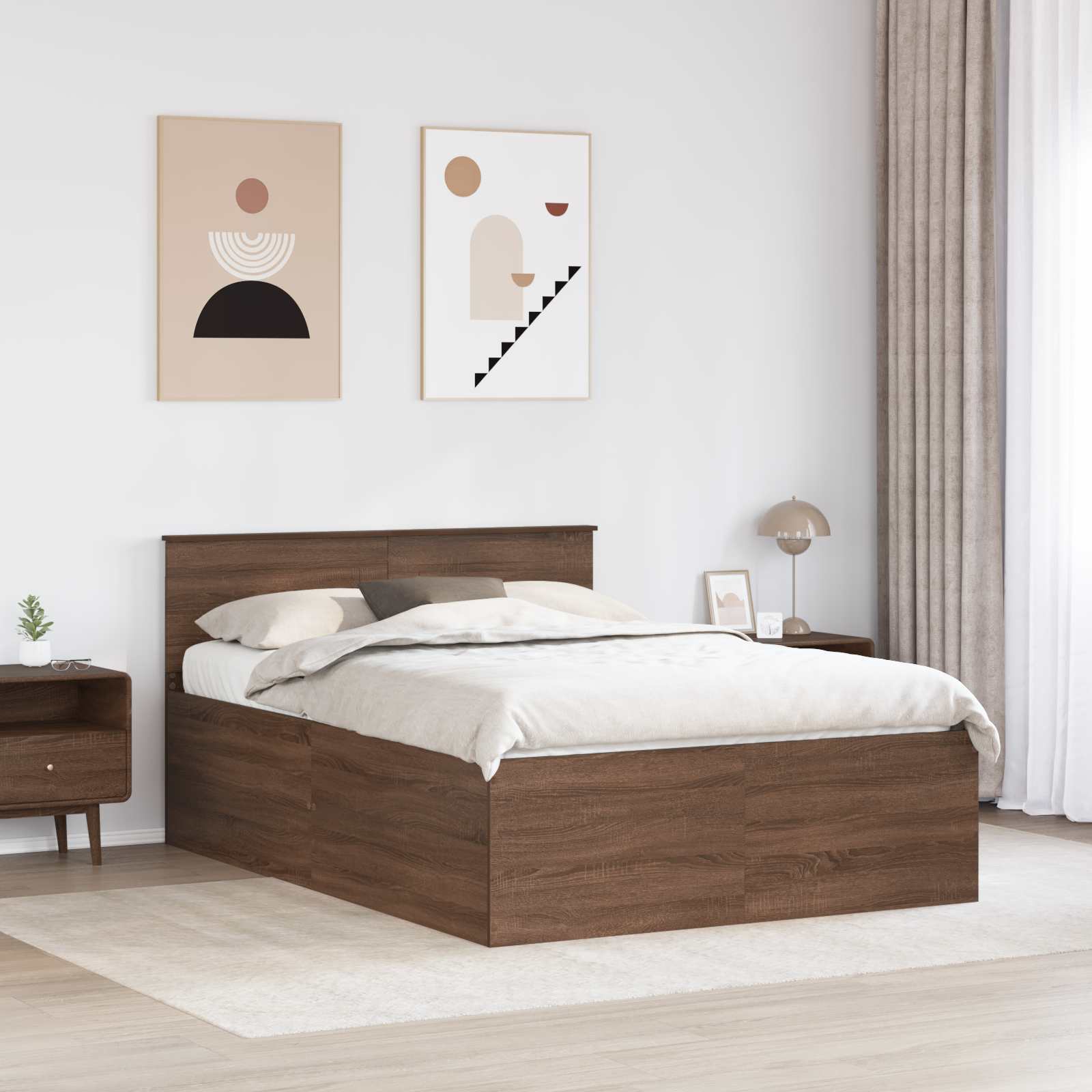 Struttura del letto con testiera Rovere Marrone 150 x 200 cm 3408570