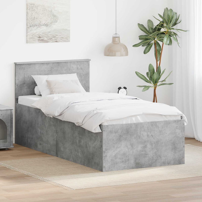 Struttura del letto con testiera Grigio cemento 90 x 190 cm 3408616