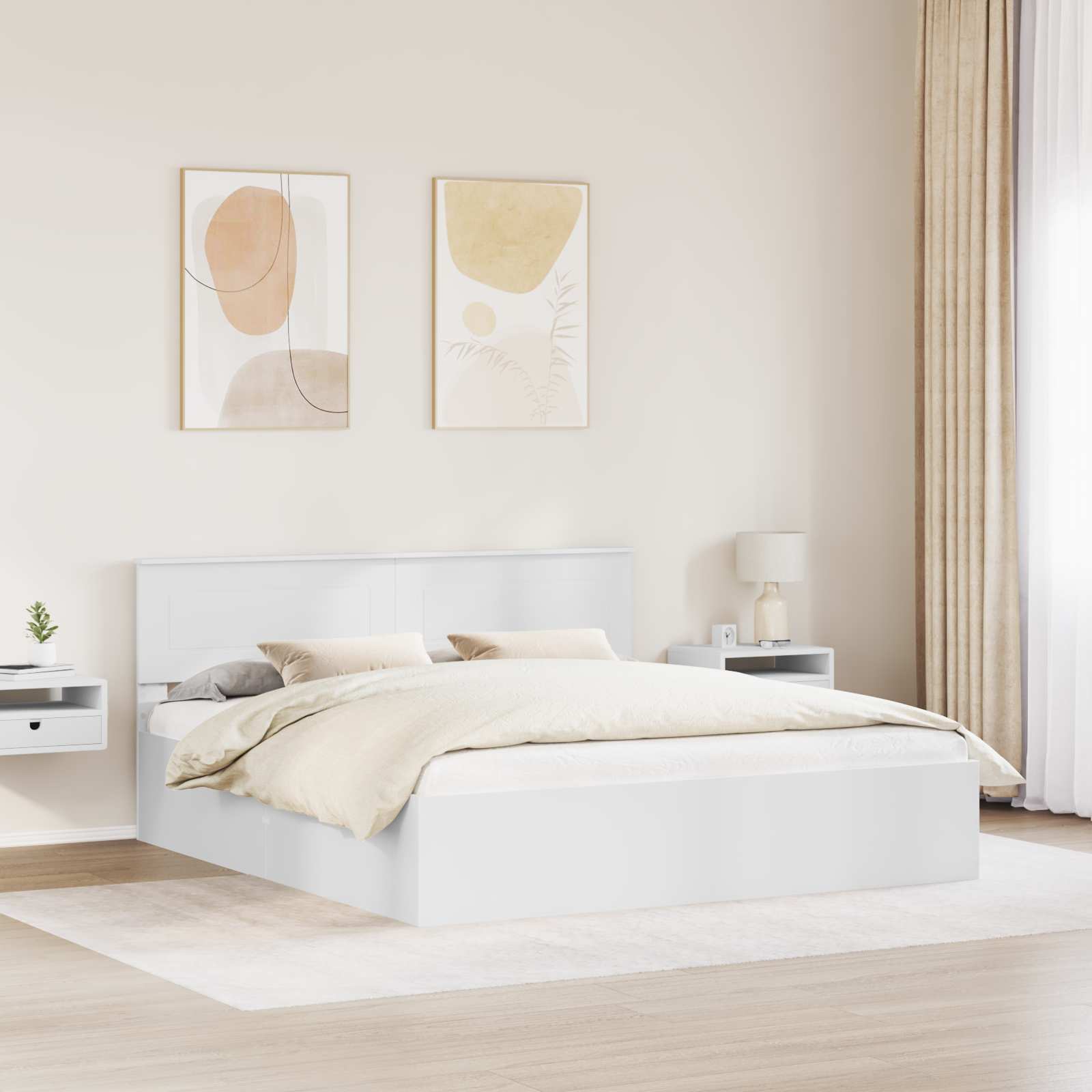 Struttura del letto Bianco 200 x 200 cm Legno multistrato 3408634