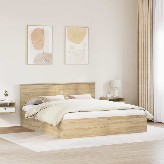 Struttura del letto con testiera Rovere Sonoma 200 x 200 cm 3408636